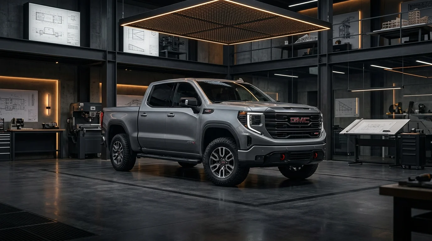 GMC Sierra 1500 AT4 off-road truck with 35-inch tires traversing a rugged mountain trail